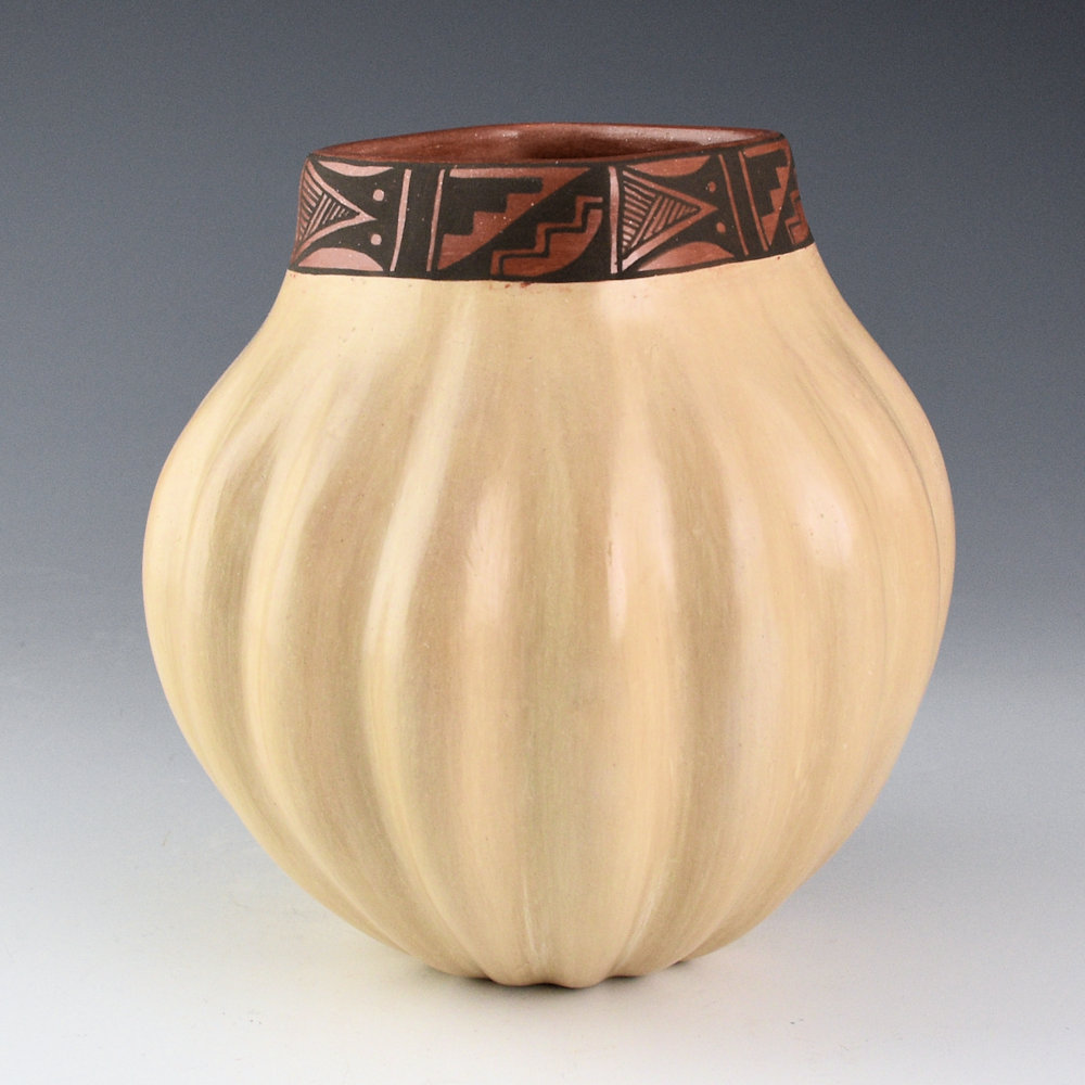 Fragua, Juanita - 18 Rib Melon Jar with Painted Neck (1980s) - Image 2