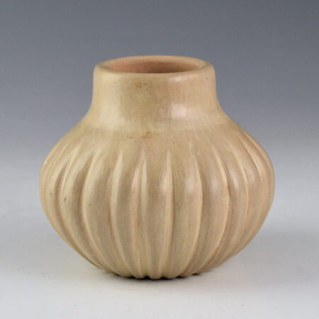 Gachupin, Laura - Small Tan Polished Melon Jar with 24 Ribs (1985)