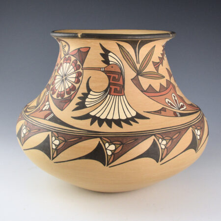 Gutierrez, Lois  - Polychrome Water Jar with Hummingbirds and Flowers (1980s)