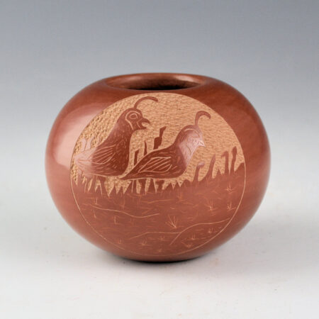 Tapia, Mae - Red Bowl with Mimbres Quail (1990s)