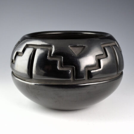 Tafoya, Margaret - 8" Wide Bowl with Kiva Step and Rain Designs (1950s)