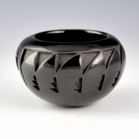 Suazo, Marie - Bowl with Deep Carved Feathers and Mesa Design