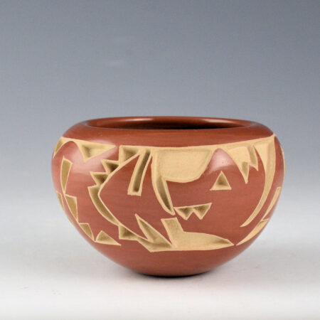 Suazo, Marie - Red Bowl with Carved Avanyu