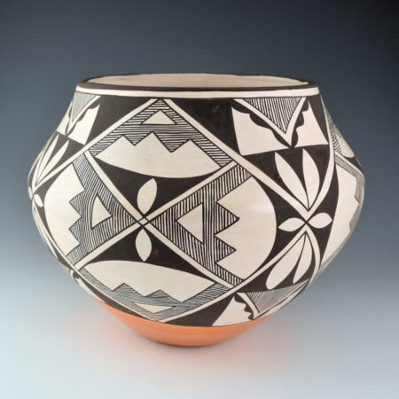 Alternative view of Chino, Rose - 10" Wide Jar with Rain Plant Designs (1970s)