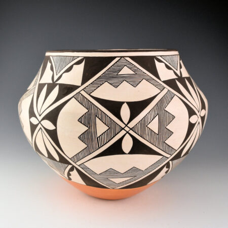 Chino, Rose - 10" Wide Jar with Rain Plant Designs (1970s)