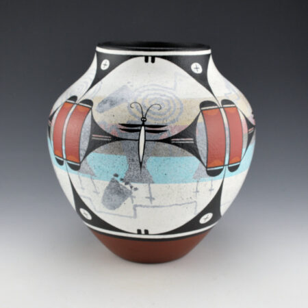 Alternative view of Aragon, Ralph -8.5" Tall Jar with Dragonflies and Petroglyph Designs (2005)