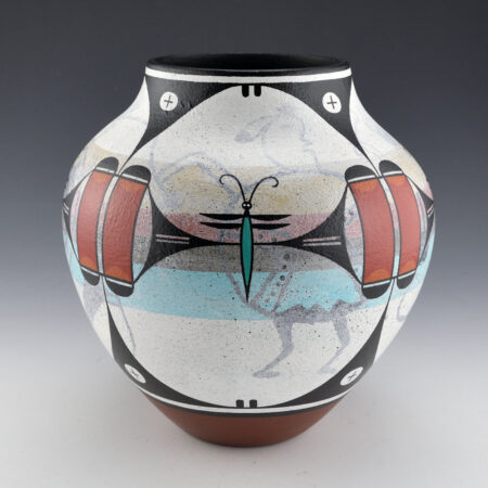 Aragon, Ralph -8.5" Tall Jar with Dragonflies and Petroglyph Designs (2005)