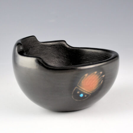 Alternative view of Gonzales, Robert - Black and Sienna Terrace Bowl with Turquoise and Coral (1980s)