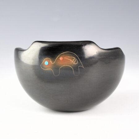 Gonzales, Robert - Black and Sienna Terrace Bowl with Turquoise and Coral (1980s)