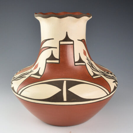 Alternative view of Panana, Ruby  - Tall Water Jar with Hummingbirds and Fluted Rim