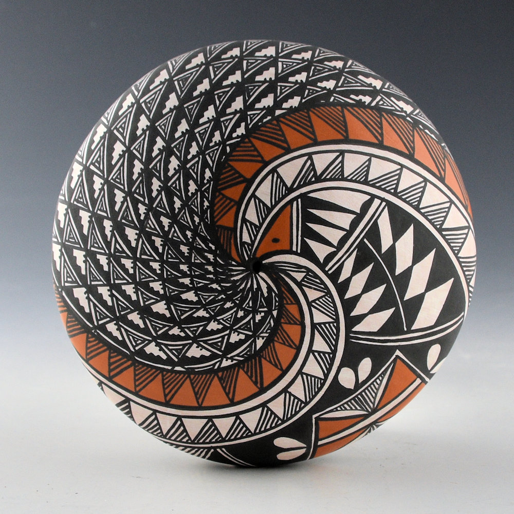 Victorino, Sandra - Large Seedpot with Swirling Bird and Cloud Designs