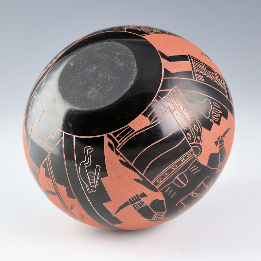 Tapia, Tom - Bowl with Katsinas and Sun Medallion (1980s) - Image 5