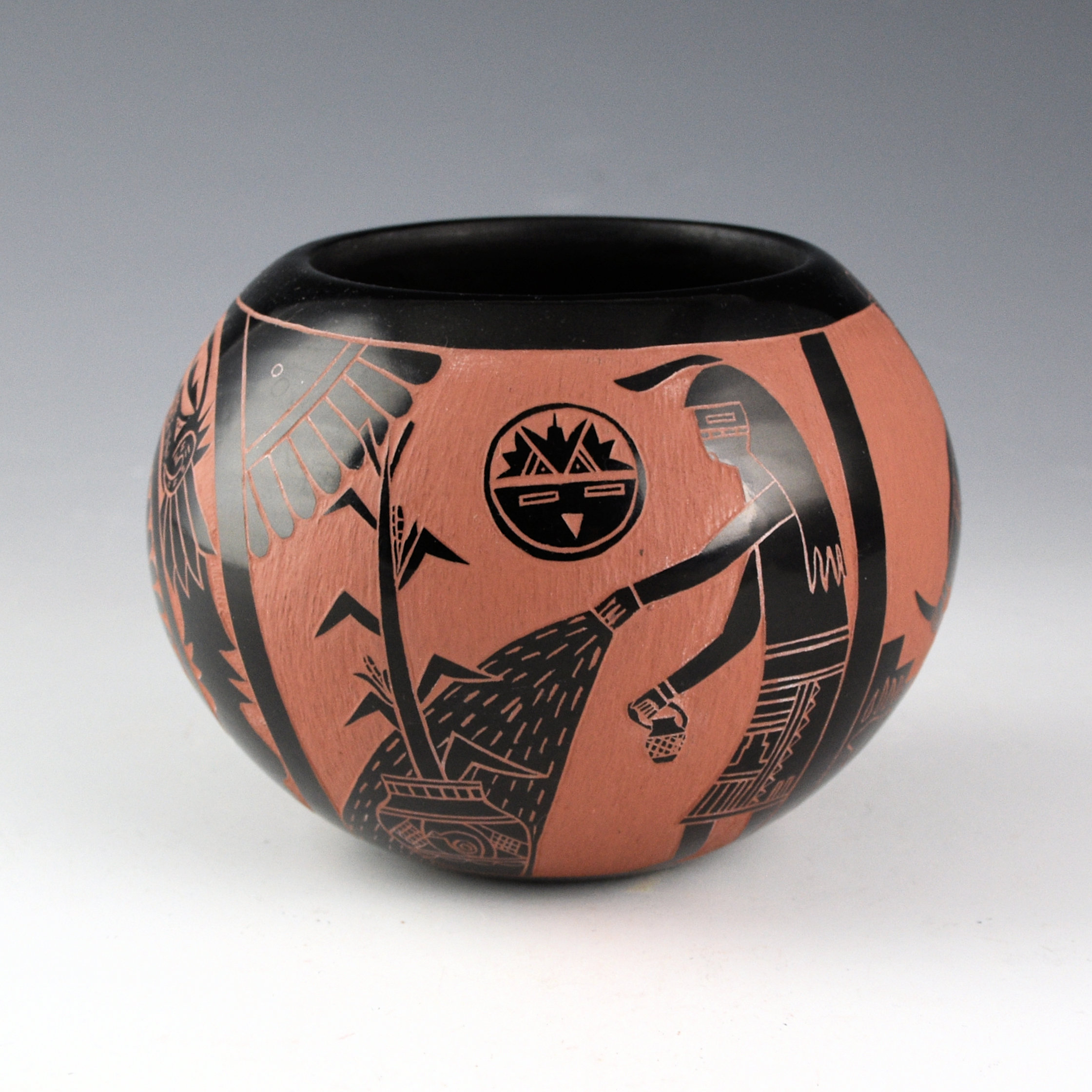 Tapia, Tom - Bowl with Katsinas and Sun Medallion (1980s) - Image 2