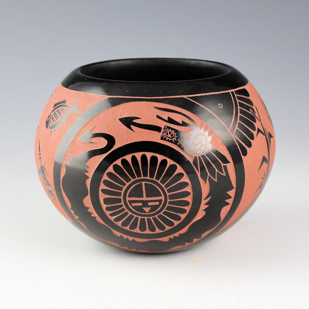 Tapia, Tom - Bowl with Katsinas and Sun Medallion (1980s)