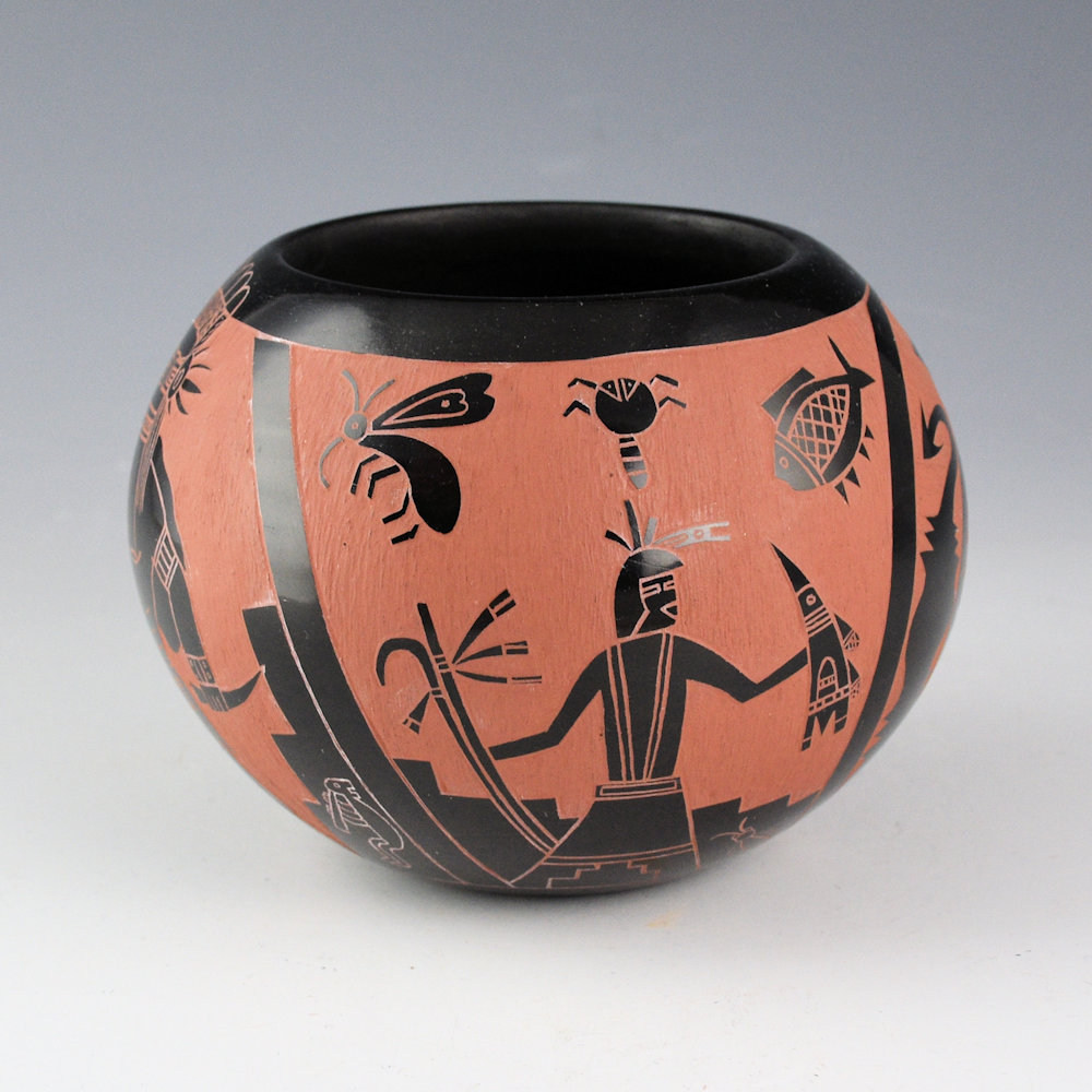 Tapia, Tom - Bowl with Katsinas and Sun Medallion (1980s) - Image 4