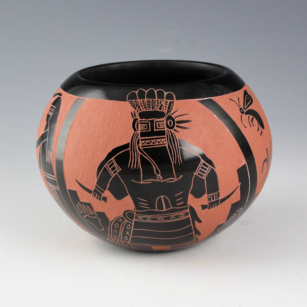 Tapia, Tom - Bowl with Katsinas and Sun Medallion (1980s) - Image 3