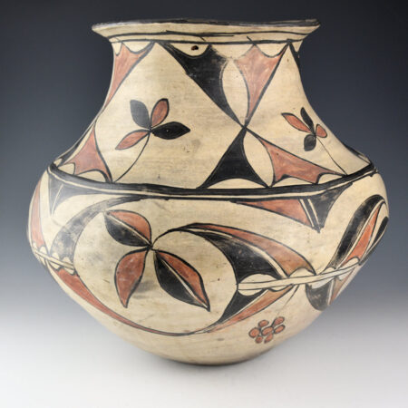 Alternative view of Once Known - 12" Tall Polychrome Water Jar with Plant Designs (ca. 1915)
