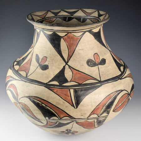 Once Known - 12" Tall Polychrome Water Jar with Plant Designs (ca. 1915)