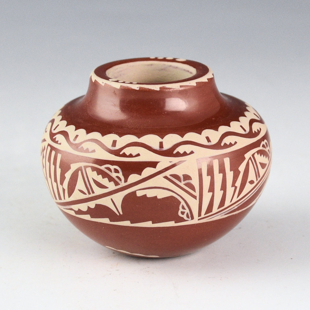 Curran, Ursula - Small Jar with Avanyu and Clouds - Image 3