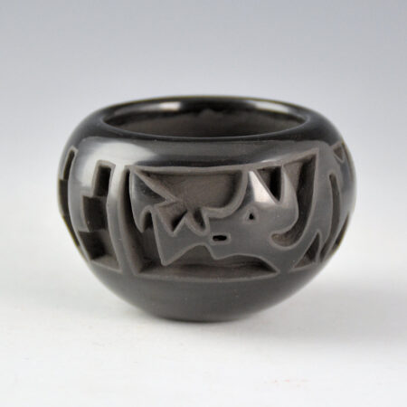 Suazo, Marie - Small Bowl with Deep Carved Avanyu and Mesa Designs