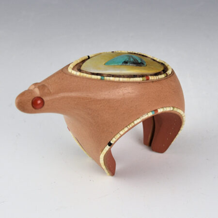 Alternative view of Haungooah, Art Cody - Tan Clay Bear with Inset Stones and Shell (1974)