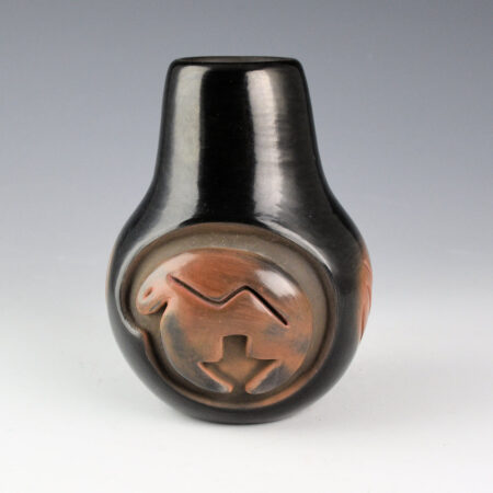 Suazo, Anita - Black and Sienna Jar with Bears and Bear Paws