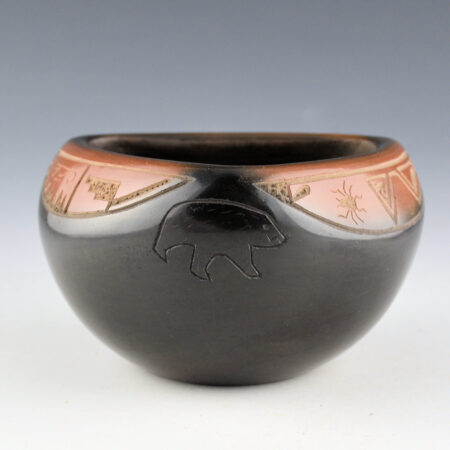 Haungooah, Art Cody - Black & Sienna Triangular Bowl with Bears (1973)