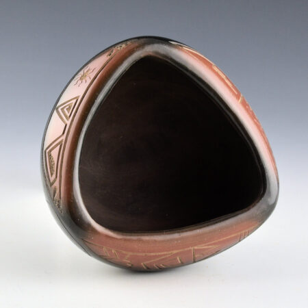 Alternative view of Haungooah, Art Cody - Black & Sienna Triangular Bowl with Bears (1973)