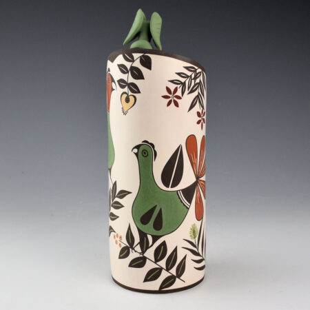 Natseway, Charmae - Tall Lidded Seed Jar with Polychrome Acoma Birds