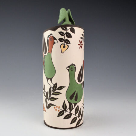 Alternative view of Natseway, Charmae - Tall Lidded Seed Jar with Polychrome Acoma Birds