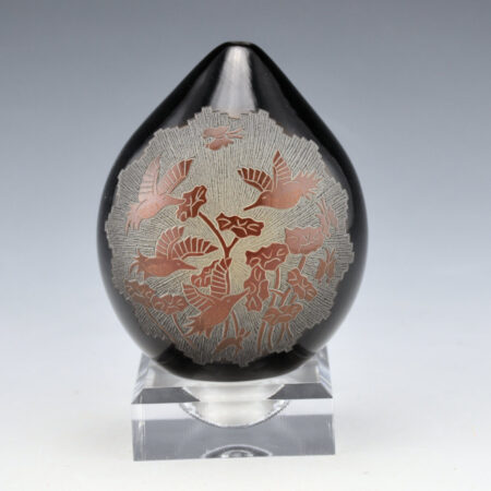 Duwyenie, Debra - Black-and-Sienna Seed Jar with Hummingbirds
