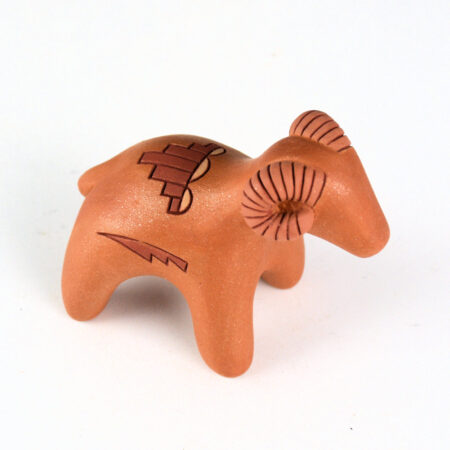 Alternative view of Curran, Dolores - Clay Polychrome Ram with Rain Cloud Design