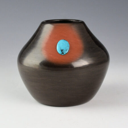 Tse-Pe, Dora - Black and Sienna Jar with Turquoise (1990s)