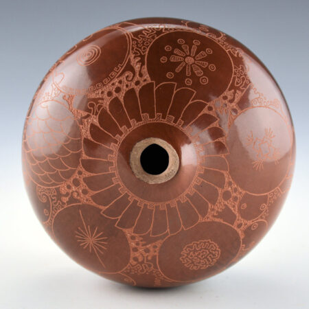 Alternative view of Naranjo, Forest - Brown Jar with 6 Turtles and Feathers