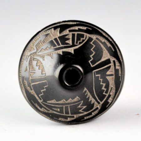 Alternative view of Naranjo, Geri  - Small Black Jar with Avanyu and Lightning Designs