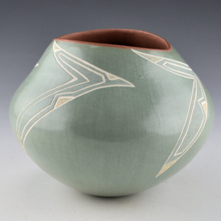 Alternative view of Nipshank, Glen - Green Jar with Etched Hummingbirds (1999)