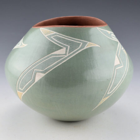 Nipshank, Glen - Green Jar with Etched Hummingbirds (1999)