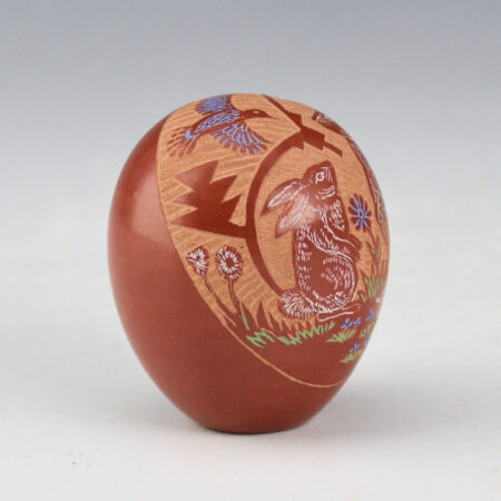 Alternative view of Medicine Flower, Grace - Multi-Color Seedpot with Rabbits and Blue Jay (1986)