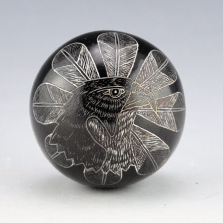 Lonewolf, Greg - "Peregrine Falcon and Feathers" Black Seedpot