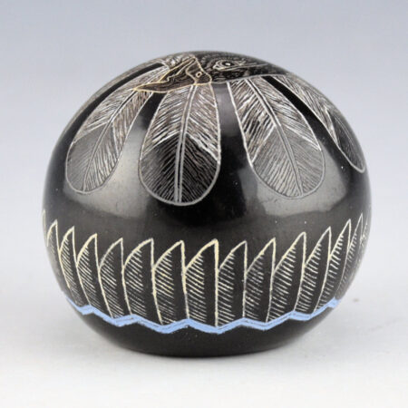 Alternative view of Lonewolf, Greg - "Peregrine Falcon and Feathers" Black Seedpot