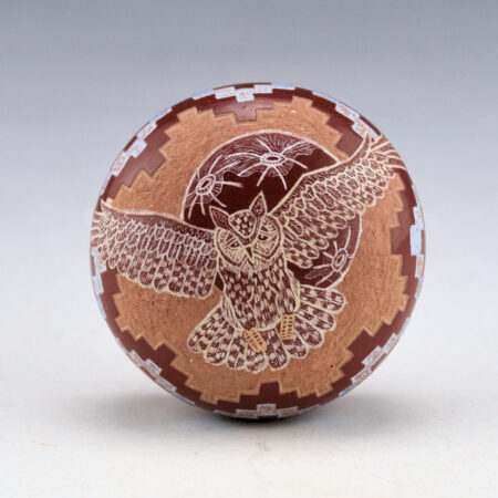 Lonewolf, Greg - "Great Horned Owl" Red Seedpot (1990s)