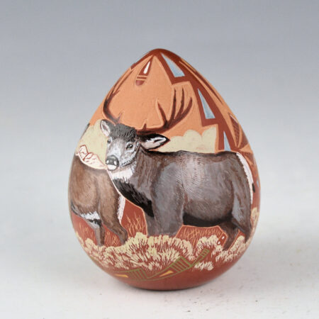 Alternative view of Tafoya, Jennifer - Red Seedpot with Two Deer and Cougar