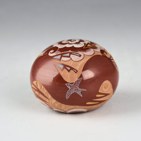 Alternative view of Tafoya, Jennifer - Red Seedpot with Avanyu, Clouds, and Bird