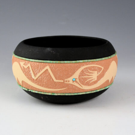 Gonzales, John - Bowl with Avanyu and Turquoise (1999)