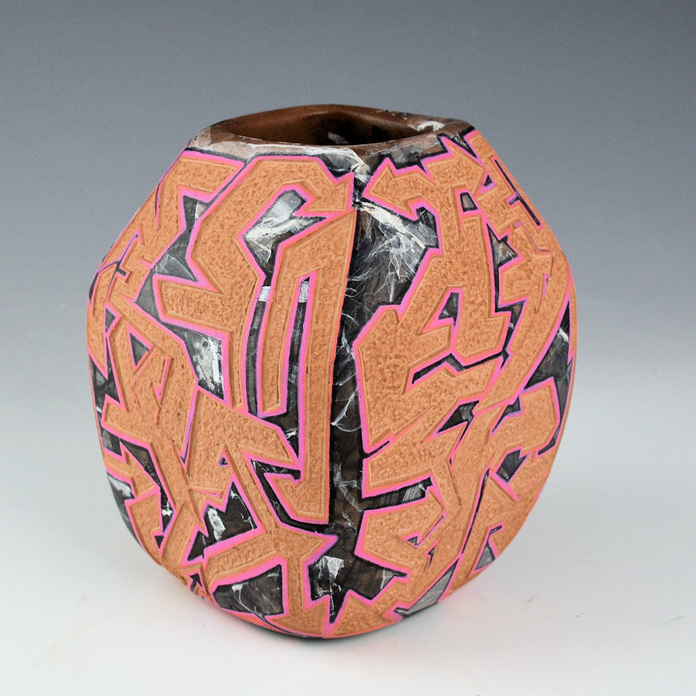 Folwell, Kaa - "Graffiti Lightning" Square Jar - Image 2