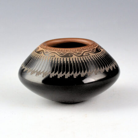 Alternative view of Naranjo, Kevin - "Eagle, Feathers, and Avanyu" Black and Sienna Jar