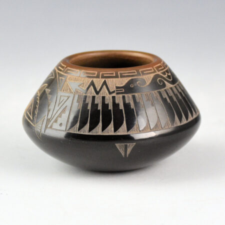 Alternative view of Naranjo, Kevin - "Fish and Feathers" Black and Sienna Jar