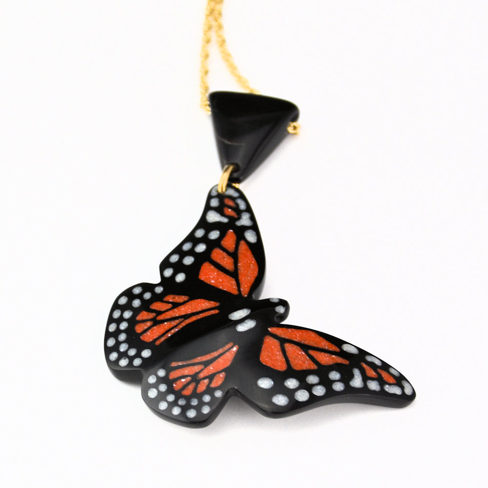 Pourier, Kevin - Large Buffalo Horn Monarch Butterfly Pendant