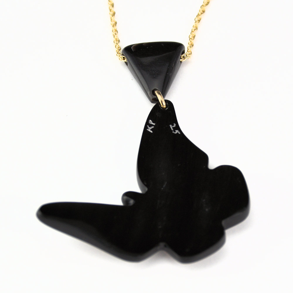 Pourier, Kevin - Large Buffalo Horn Monarch Butterfly Pendant - Image 2