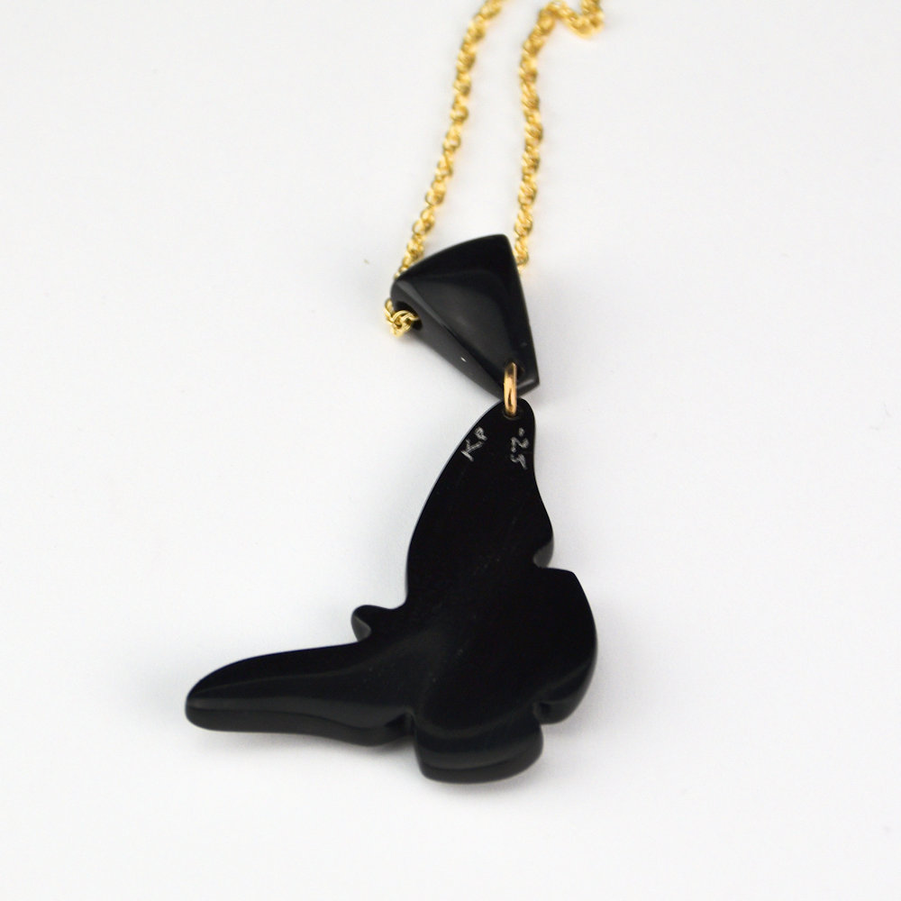 Pourier, Kevin - Small Buffalo Horn Monarch Butterfly Pendant - Image 4